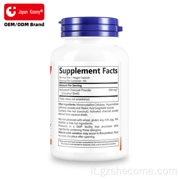 Supporto disintossicante in capsule di carbone attivo Shecome